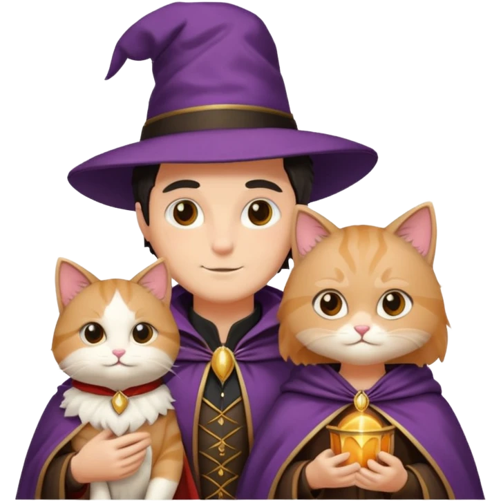 magician couple and their pet cat emoji