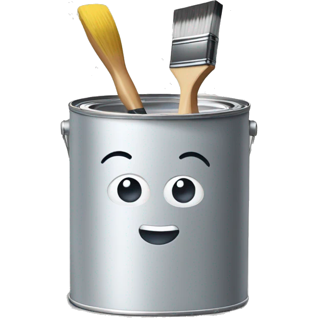 Tin of paint with a paint brush in emoji
