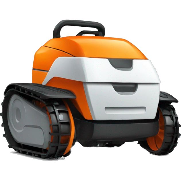 robotic lawn mower orange and modern emoji