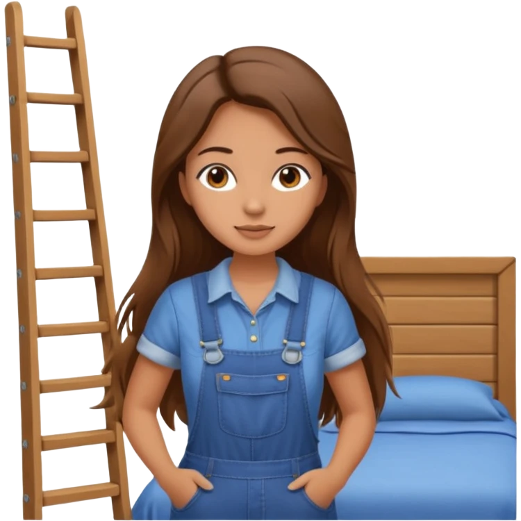 beautiful girl with long brown hair constructing new bedroom emoji