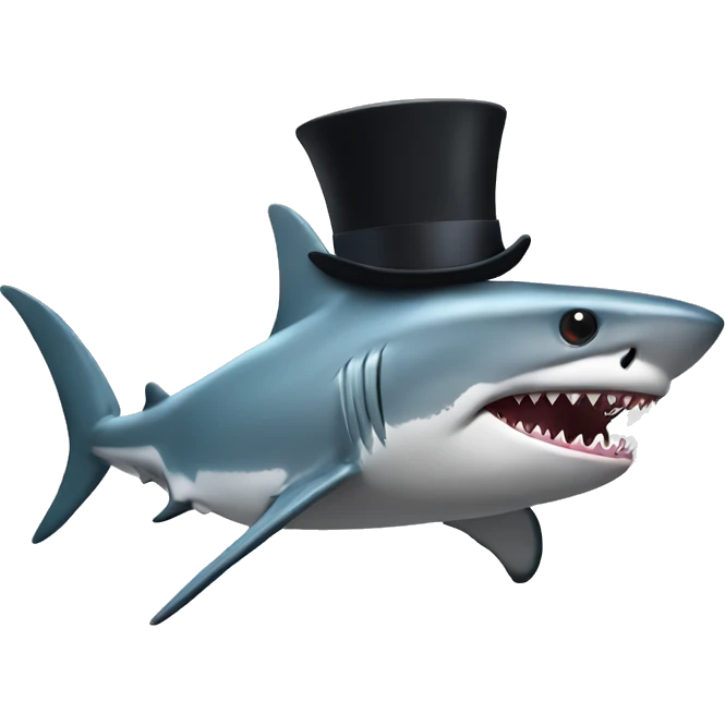 Shark with a top hat emoji