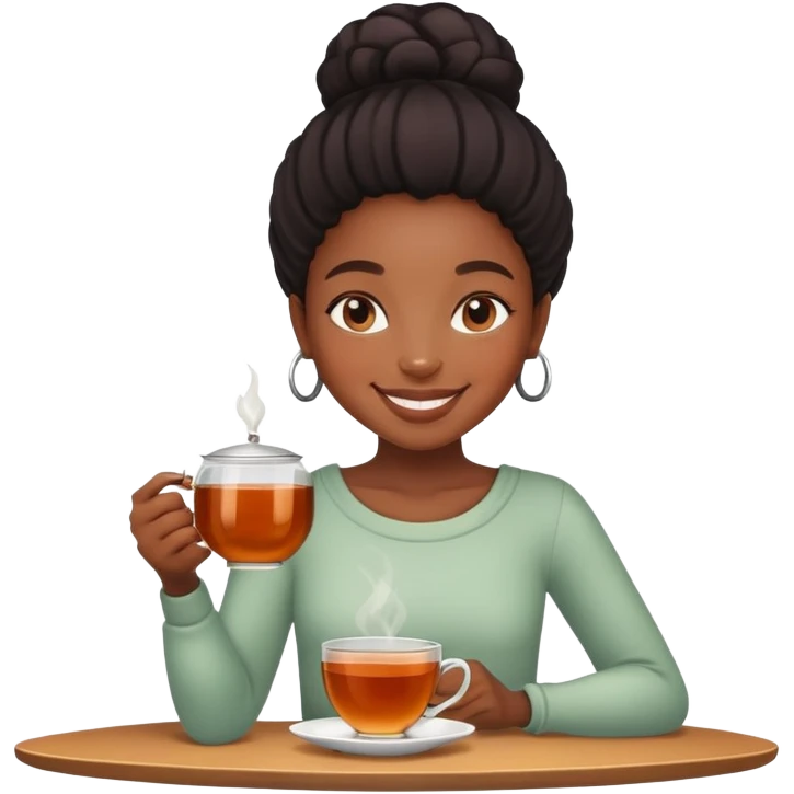 Black girl with tea emoji