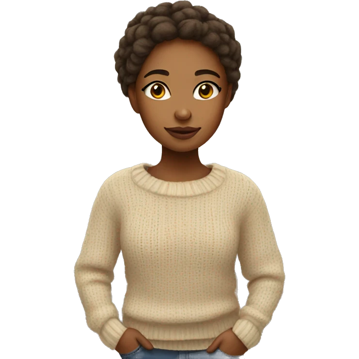 cozy light skin girl in fall sweater emoji