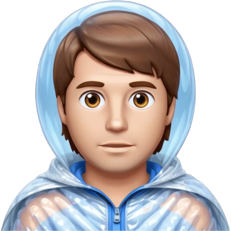 Brown haired man wrapped in bubble wrap emoji
