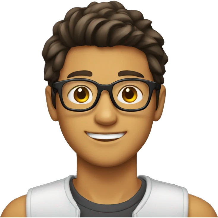 chico joven de 18 años con gafas emoji