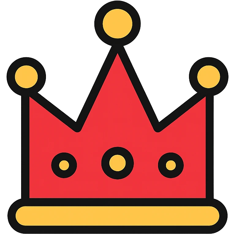 A red crown in the style of lineal color icon with black outlines emoji