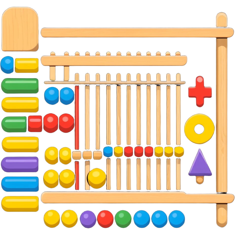 wooden montessori toys collection with puzzle, abacus, and shape sorter emoji