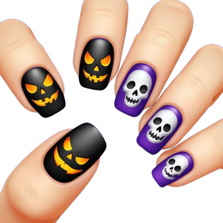 Halloween nails emoji