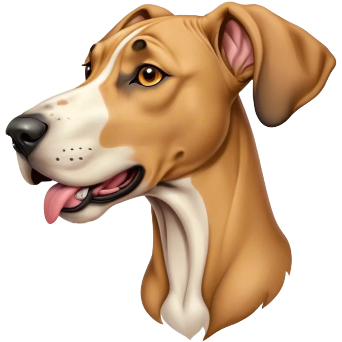 Cinematic Cute Yawning Fawn Great Dane Portrait Emoji, Head tilted slightly with a dramatic, wide-open yawn, revealing a smooth fawn coat with a refined texture, floppy ears slightly drooping, round amber eyes barely open in drowsy contentment, Simplified yet irresistibly adorable features, highly detailed, glowing with a soft, cozy glow, high shine, relaxed yet expressive, stylized with a touch of whimsy, bright and endearing, soft glowing outline, capturing the essence of a sleepy yet affectionate guardian, so drowsy it feels like it could stretch out of the screen and curl up for a nap! emoji