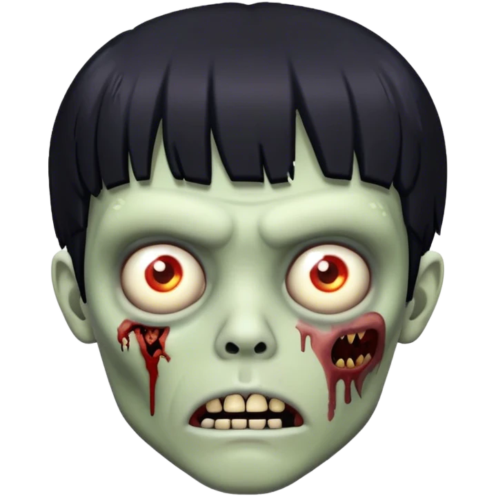 Zumbi com franja preta emoji