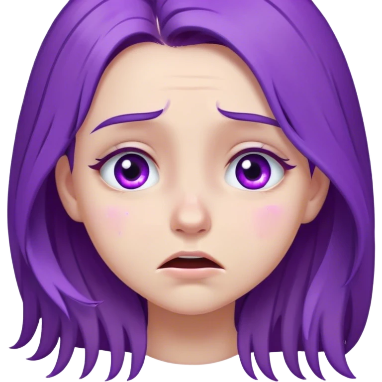 girl dressed in purple with hair purple with eyes purple and with long hair who is crying emoji