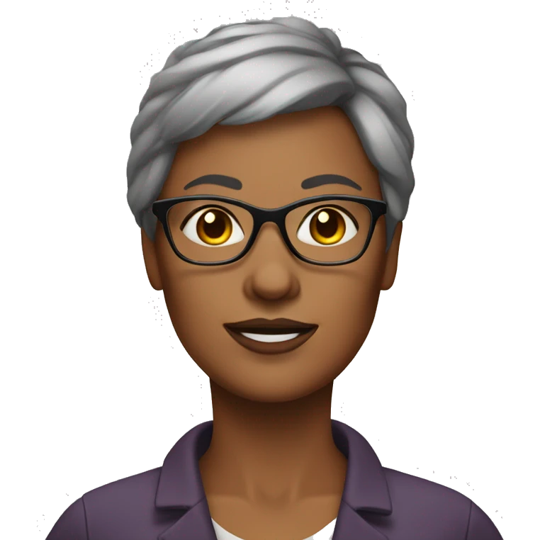 middle aged woman's face dark brown short hair wearing glasses emoji