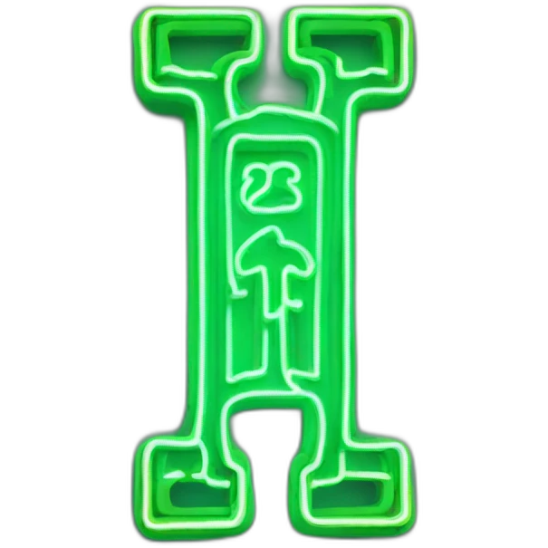 green neon sign in the form of a hieroglyphic 3d emoji