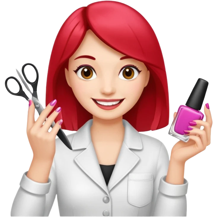 МАСТЕР МАНИКЮРА В ОДНОЙ РУКЕ ЛАК В ДРУГОЙ РУКЕ НОЖНИЦЫ emoji