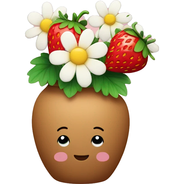strawberry vase with flowers  emoji