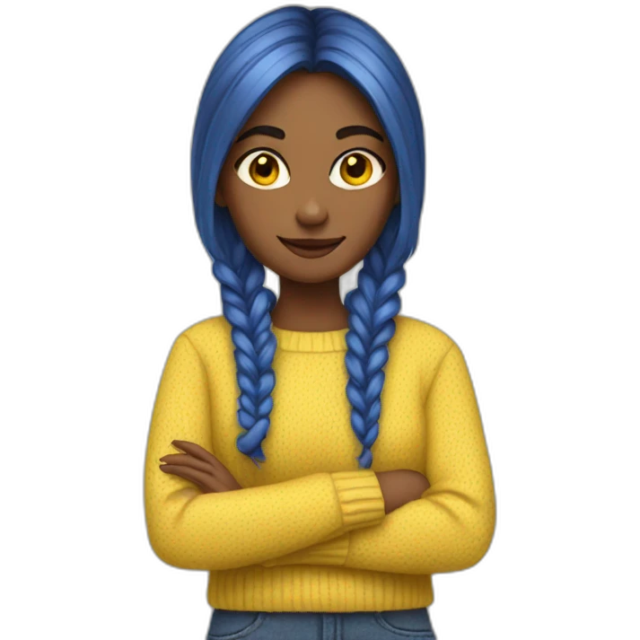 Girl in blue and yellow sweater emoji