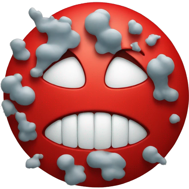 red circular angry face gritting teeth with storm clouds emoji