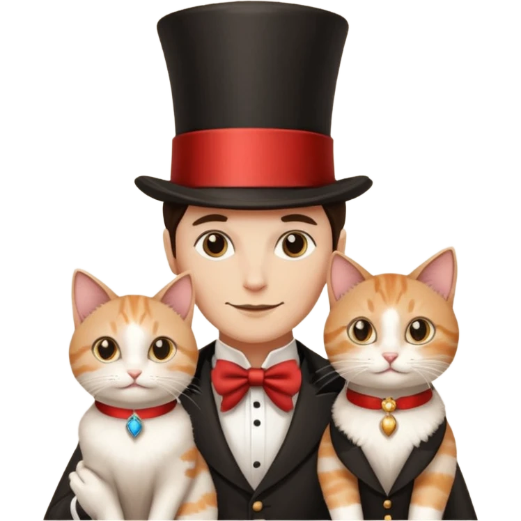 magician couple and their pet cat emoji