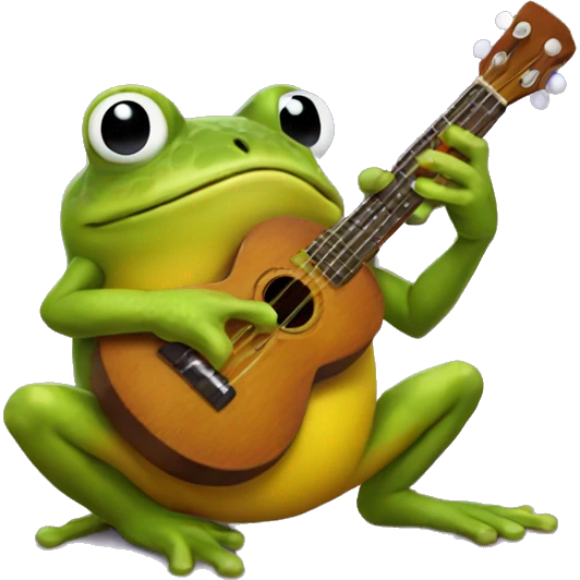 pac-man frog playing ukulele emoji