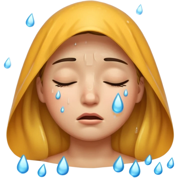 face with closed eyes, crying under rain emoji