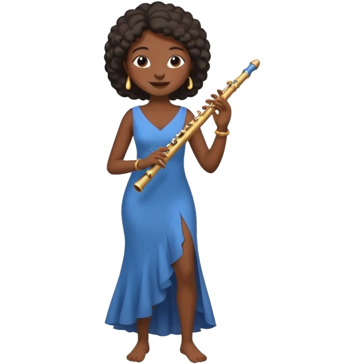 black woman playing blowing flute full body emoji