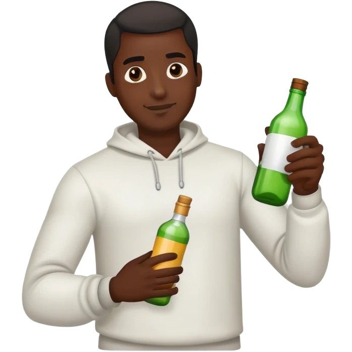 Dark Black Man holding a bottle  emoji
