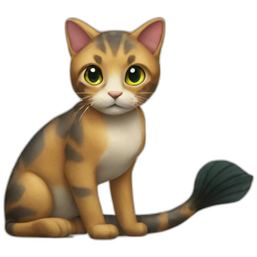 Half cat half mermaid emoji