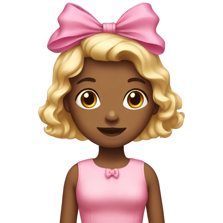 A girl wearing a pink dress and pink bow emoji