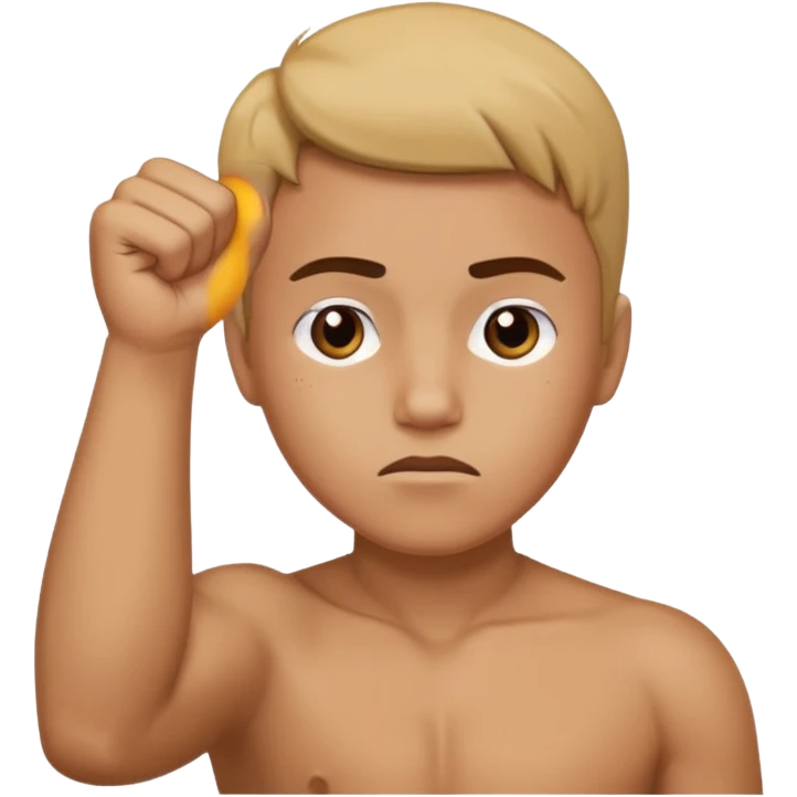 😔 use this emoji but make him have an arm up with a fist emoji