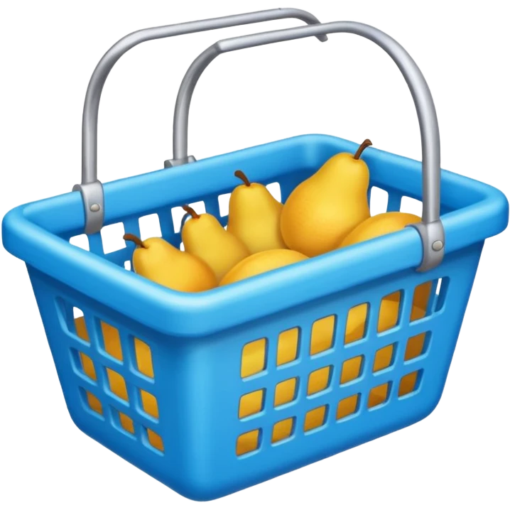 cesta de compras azul ciano, vista de cima e vazia emoji