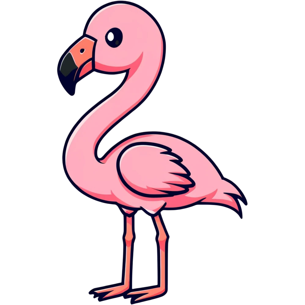 flamingo showing middle finger, cartoonish sticker emoji