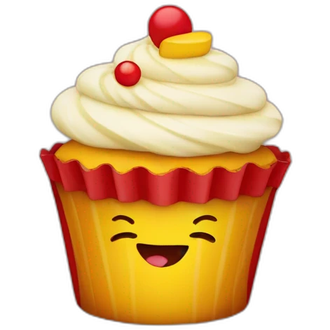 Happy red and yellow cupcake  emoji