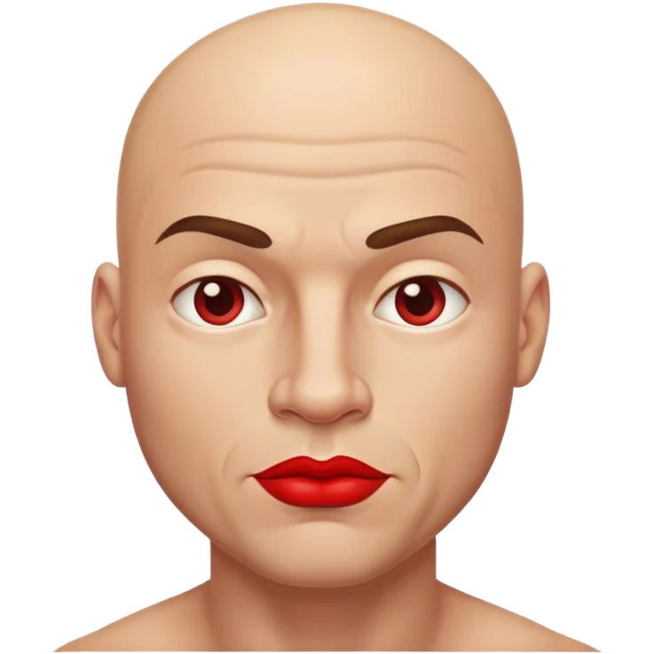 Buff bald white man with red lips emoji