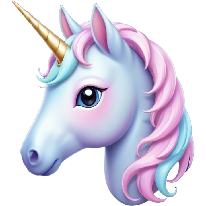 Cinematic Noble Unicorn Pony Portrait Emoji, Poised and graceful, with a delicate, miniature equine build adorned with a soft, pastel color, a tiny, shimmering horn and a silky mane that hints at magical charm, Simplified yet sharp and sophisticated features, highly detailed, glowing with a soft, enchanted glow, high shine, intelligent and spirited, stylized with an air of fairy-tale elegance, focused and poised, soft glowing outline, capturing the essence of a watchful and confident unicorn pony that appears ready to trot out of the screen with graceful magic! emoji