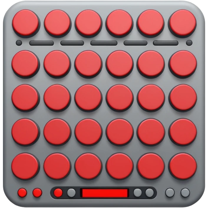 Create a clean, simple emoji of a digital percussion octapad. Flat design, rounded shapes, red and gray colors, minimal details, white background. emoji