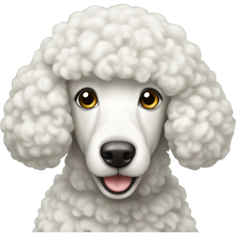 A white poodle pretending to be a sheep emoji