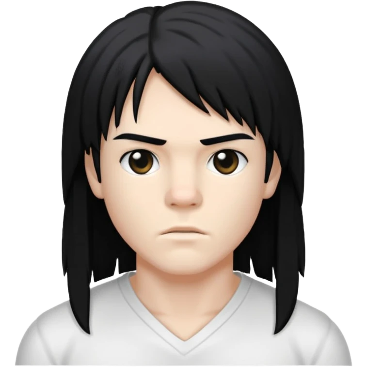 White  boxer with black hair and a long mullet haircut emoji