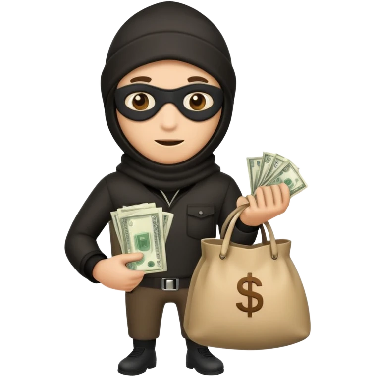 Robber emoji holding a bag of money emoji