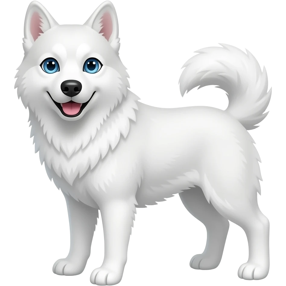 Cachorro husk de olho azul e pelo totalmente branco emoji