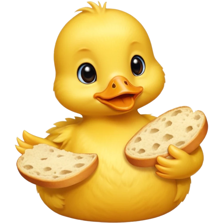 Un pato bebe comiendo migajas de pan emoji