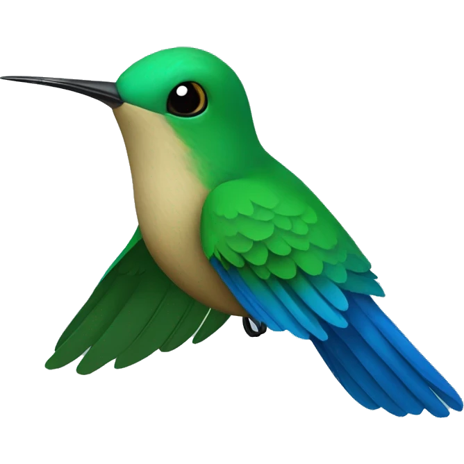 Colibrí chiquito verde con azul volando emoji