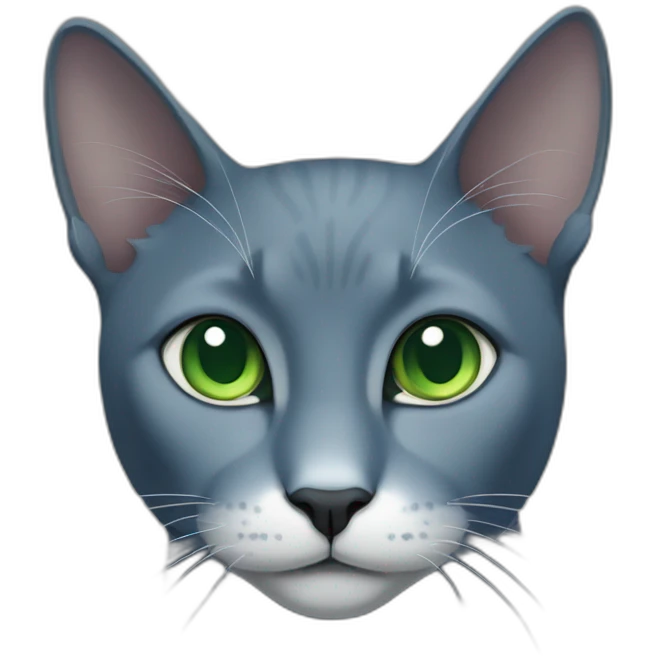 Dark gray-blue cat with green eyes and white point on neck emoji