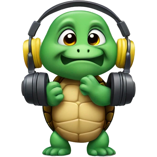 bodybuilder turtle listening to music emoji