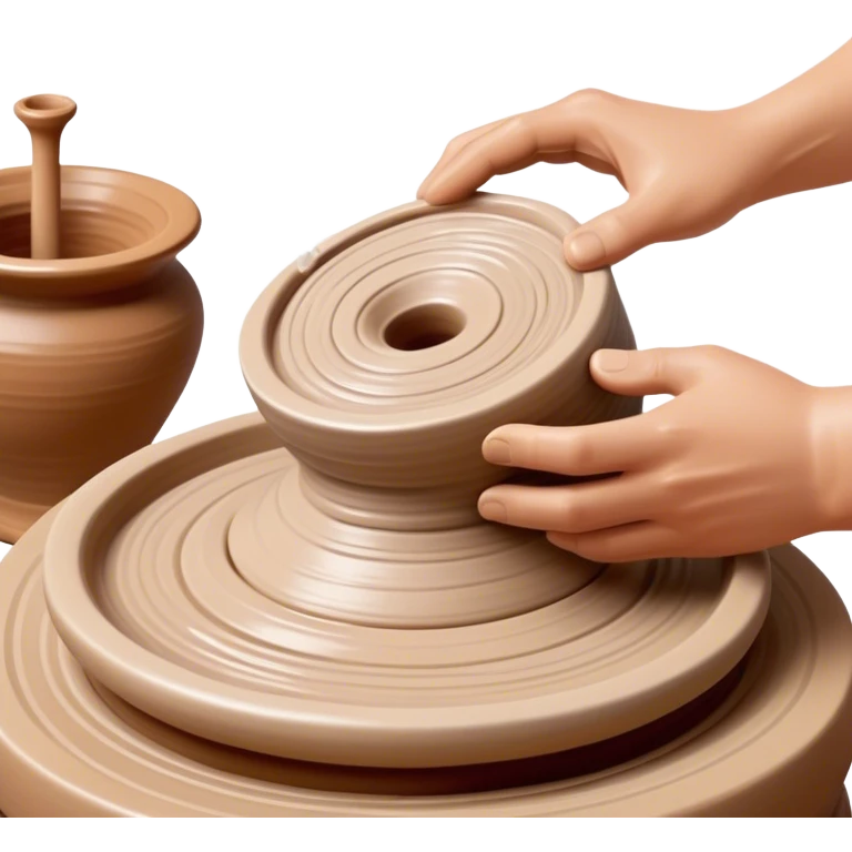 Cinematic Realistic image of a ceramic pottery wheel in action, with skilled hands shaping wet clay into a graceful form, featuring intricate details of swirling textures and gentle water splashes, illuminated by soft, artisanal lighting emoji