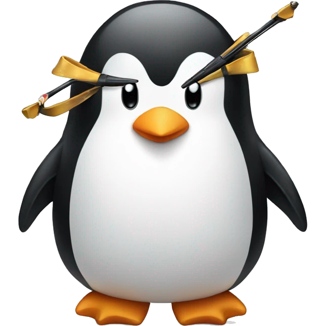 penguin shoots with a bow emoji