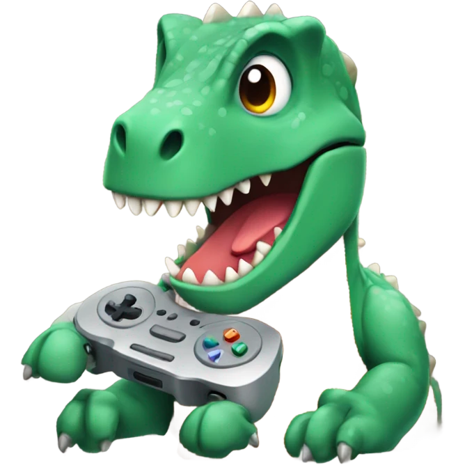 Dinosaur playing video games emoji