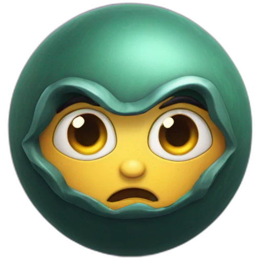 3d sphere with a cartoon Witch skin texture with big courageous eyes emoji