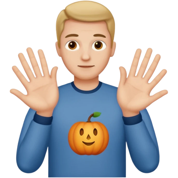 Homme qui tient un 6 et un 7 dans chaque main emoji