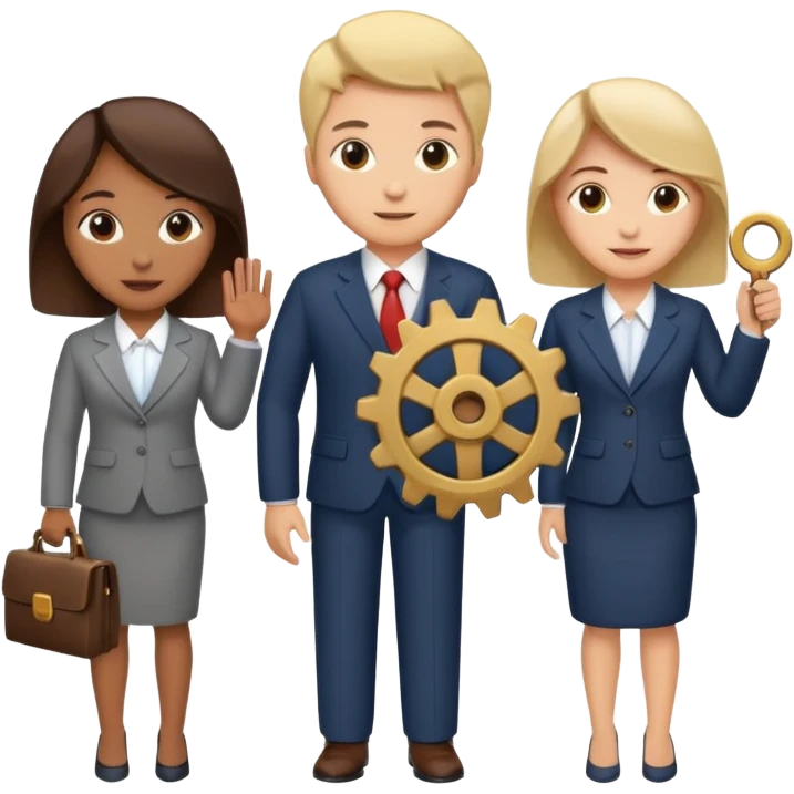group of people with a gear, CRM theme emoji