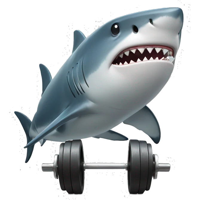 Shark surfing while lifting weights emoji